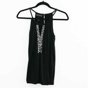 COPY - INC Black tank with embellishments front Size S